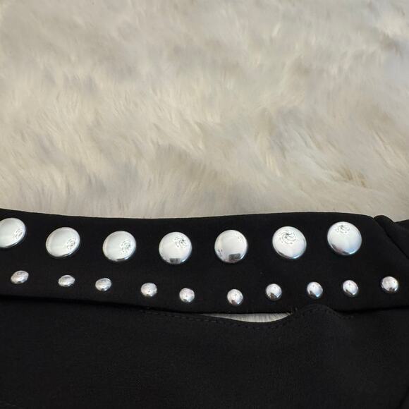 Michael Kors Black Short Sleeve Top Draped Back Studded Strap 6 - Picture 5 of 11